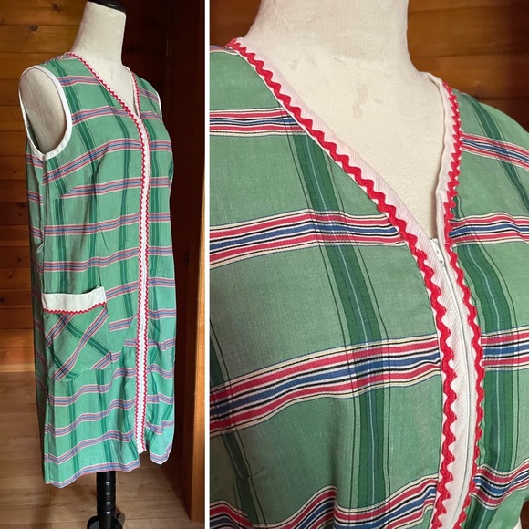 Vintage 70s Komar Zip Front House Dress Robe Sz Medium Pockets House Coat - Picture 5 of 11